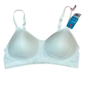 Hanes White Wire-Free Bra, Large